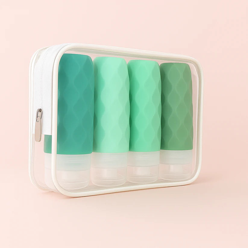 Paquete de 4 botellas de silicona aprobadas por la TSA