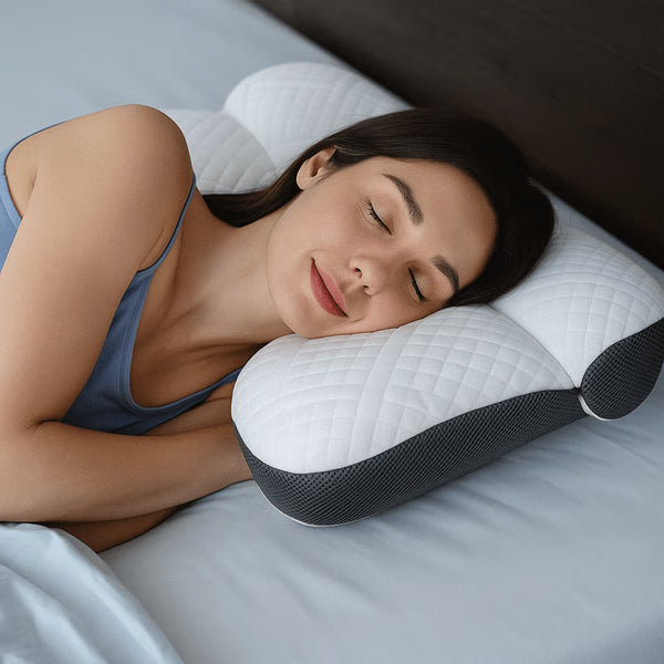 Almohada ergonómica de plumón de ganso con soporte cervical